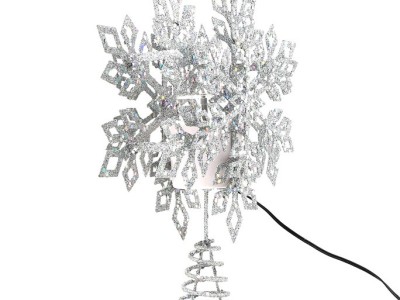 3D Hollow Glitter Lighted Gold Snow Tree Topper for Christmas Tree DecorationsImage2